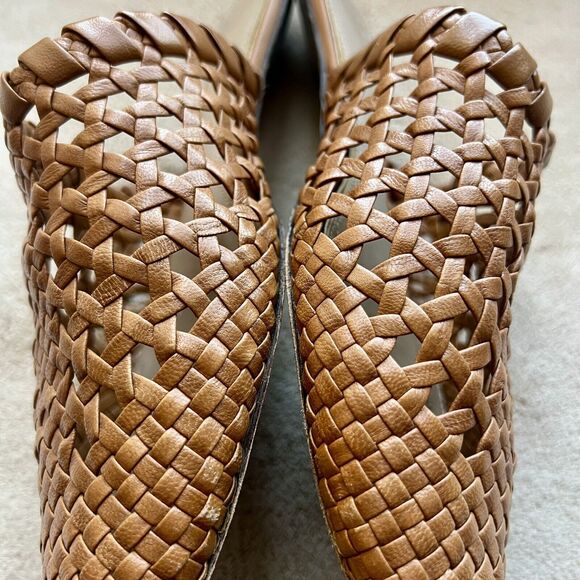 Paige Alana Brown Ochre Woven Leather Flat Mule Casual Shoes Pointed Toe Size 10 - Picture 14 of 15